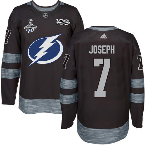 Men Adidas Tampa Bay Lightning #7 Mathieu Joseph Black 1917-2017 100th Anniversary 2020 Stanley Cup Champions Stitched NHL Jersey->tampa bay lightning->NHL Jersey